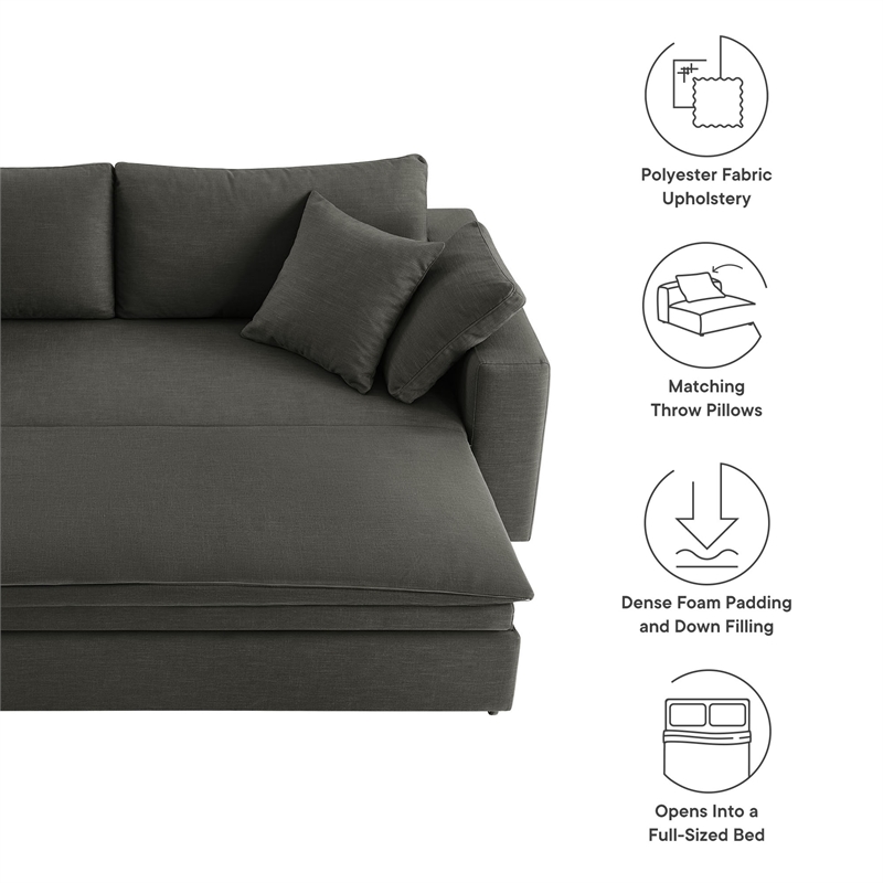 Maklaine Contemporary Dense Foam Padding Upholstered Sleeper Sofa in Gray