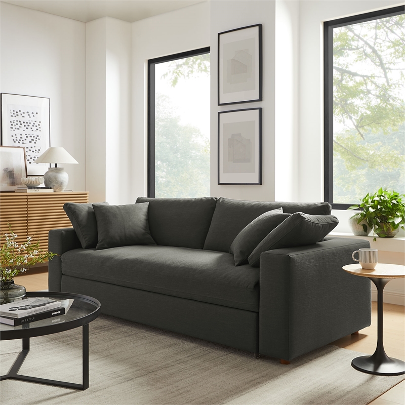 Maklaine Contemporary Dense Foam Padding Upholstered Sleeper Sofa in Gray
