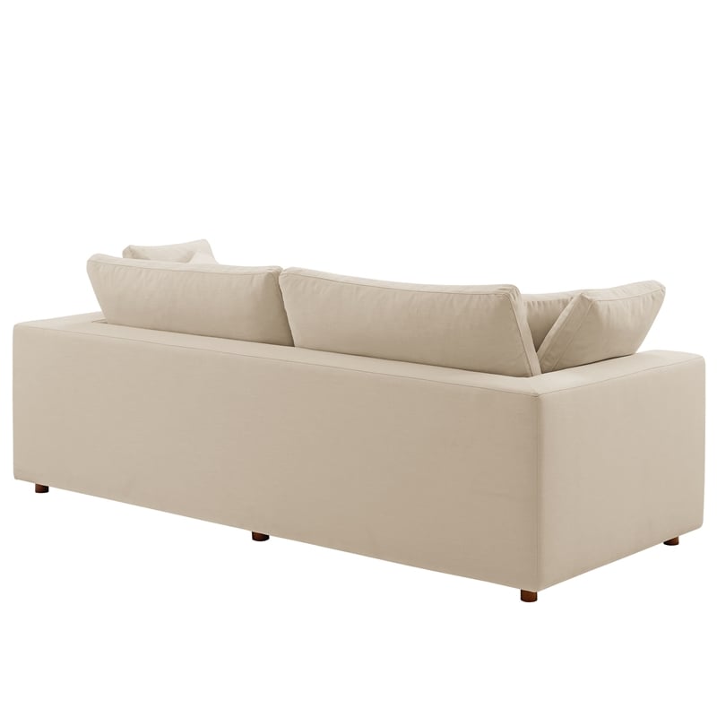 Maklaine Down Filled Overstuffed Sleeper Sofa w/Throw Pillows - Light Beige