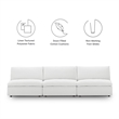 Maklaine Contemporary Polyester Fabric Armless Sectional Sofa in White