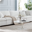 Maklaine Contemporary Polyester Fabric Armless Sectional Sofa in White