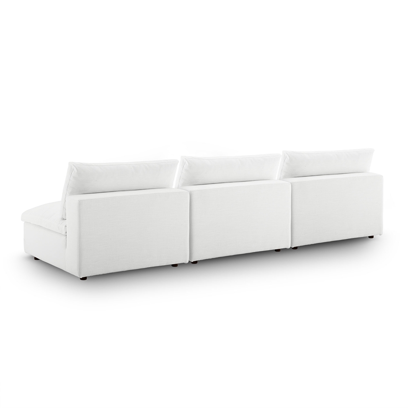 Maklaine Contemporary Polyester Fabric Armless Sectional Sofa in White