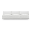 Maklaine Contemporary Polyester Fabric Armless Sectional Sofa in White