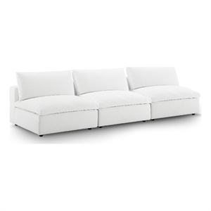 Maklaine Contemporary Polyester Fabric Armless Sectional Sofa in White