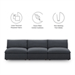 Maklaine Contemporary Polyester Fabric Armless Sectional Sofa in Gray