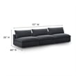 Maklaine Contemporary Polyester Fabric Armless Sectional Sofa in Gray