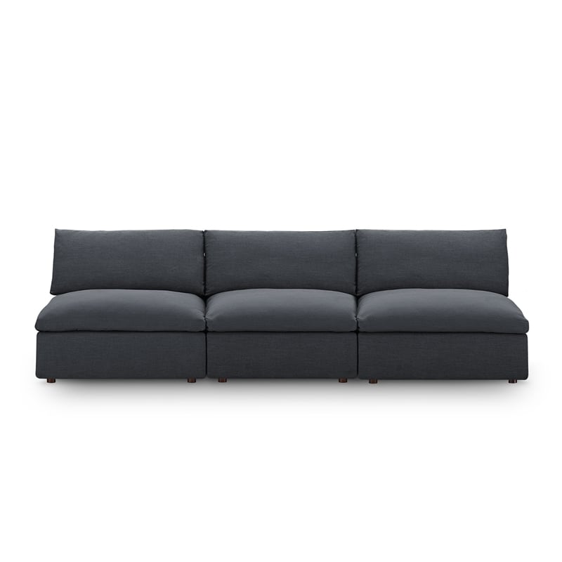 Maklaine Contemporary Polyester Fabric Armless Sectional Sofa in Gray