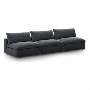 Maklaine Contemporary Polyester Fabric Armless Sectional Sofa in Gray
