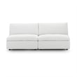 Maklaine Contemporary Polyester Fabric Armless Sectional Loveseat in White