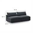 Maklaine Contemporary Polyester Fabric Armless Sectional Loveseat in Gray