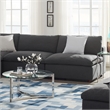 Maklaine Contemporary Polyester Fabric Armless Sectional Loveseat in Gray