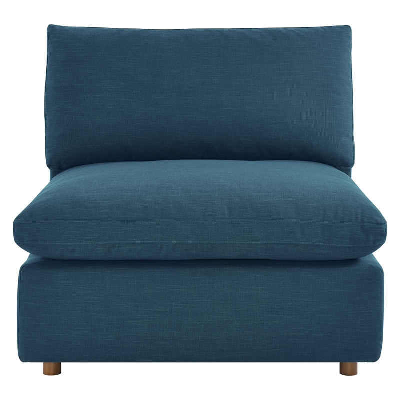 Maklaine Fabric Down Filled Overstuffed Armless Chair in Azure