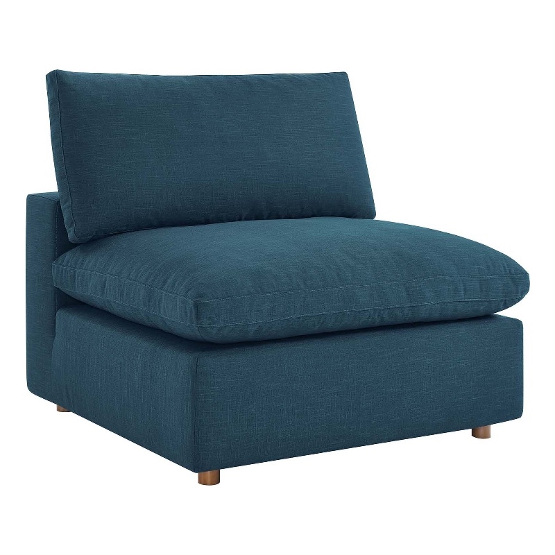 Maklaine Fabric Down Filled Overstuffed Armless Chair in Azure