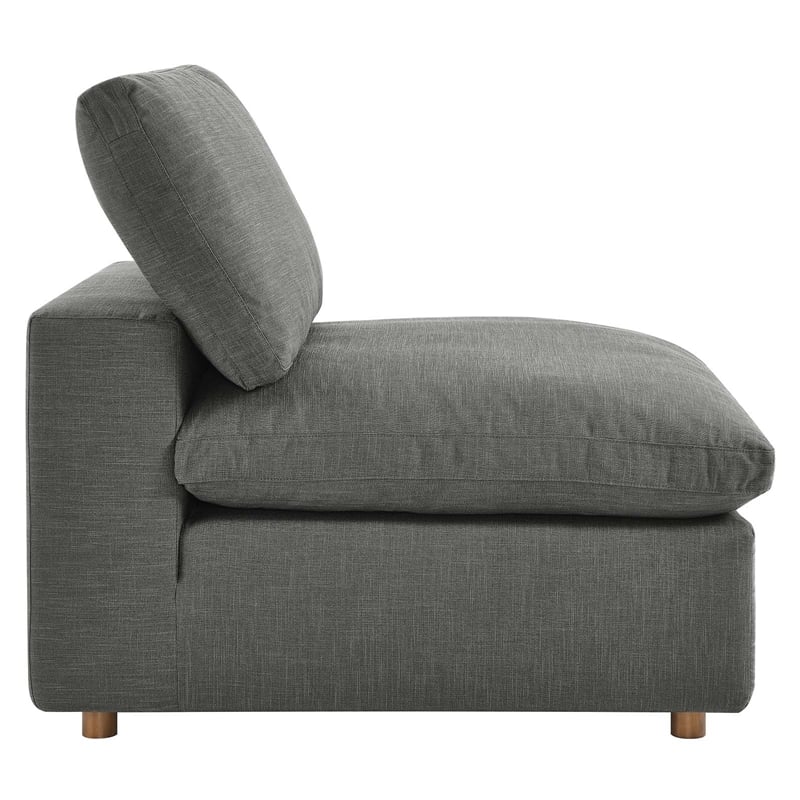 Maklaine Fabric Down Filled Overstuffed Armless Chair in Gray