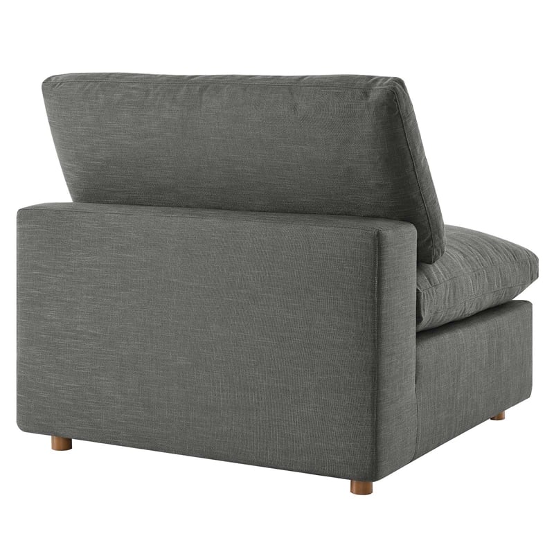 Maklaine Fabric Down Filled Overstuffed Armless Chair in Gray