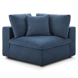 Maklaine Fabric Down Filled Overstuffed Corner Chair in Azure