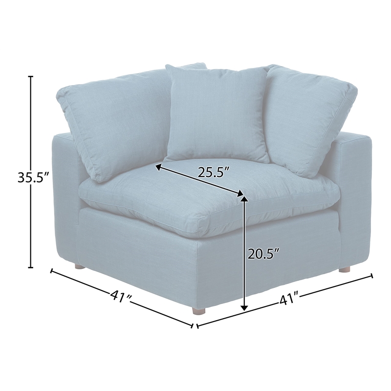 Maklaine Fabric Down Filled Overstuffed Corner Chair in Azure