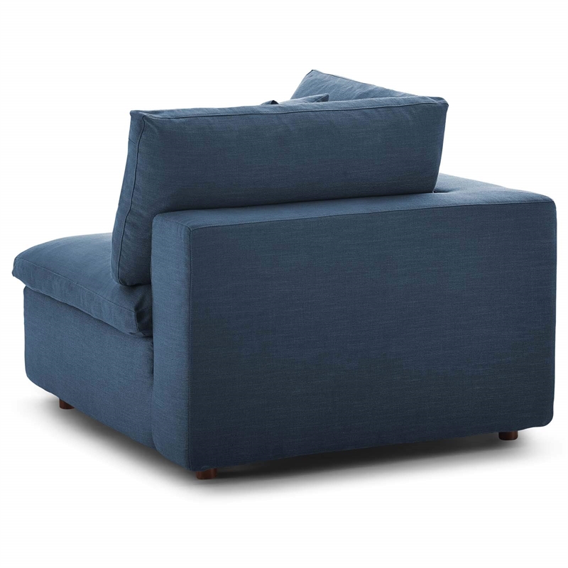 Maklaine Fabric Down Filled Overstuffed Corner Chair in Azure