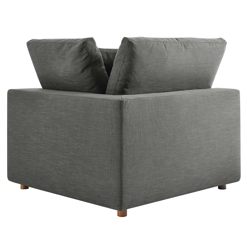 Maklaine Fabric Down Filled Overstuffed Corner Chair in Gray
