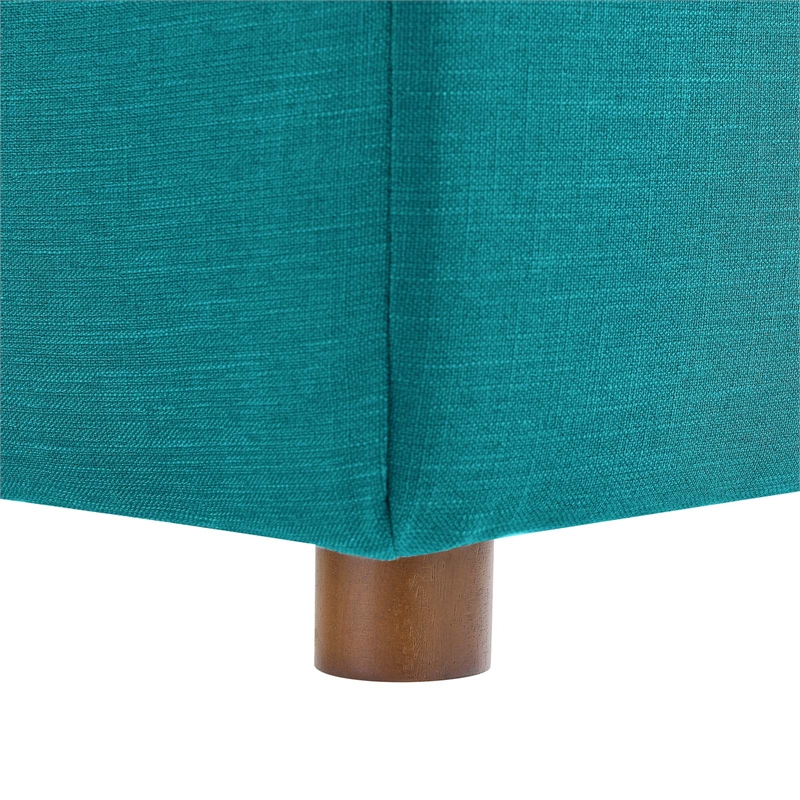 Maklaine Fabric Down Filled Overstuffed Corner Chair in Teal