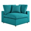Maklaine Fabric Down Filled Overstuffed Corner Chair in Teal