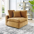 Maklaine Down Filled Performance Velvet Corner Chair in Cognac Brown