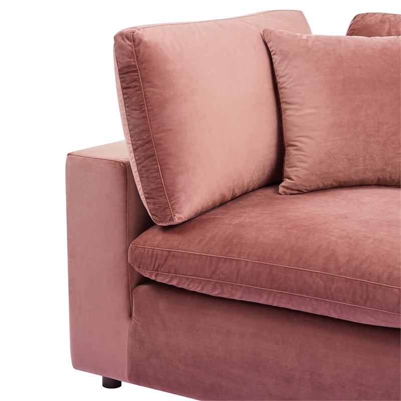 Maklaine Down Filled Performance Velvet Corner Chair in Dusty Rose Pink