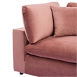 Maklaine Down Filled Performance Velvet Corner Chair in Dusty Rose Pink