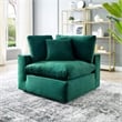 Maklaine Down Filled Performance Velvet Corner Chair in Green