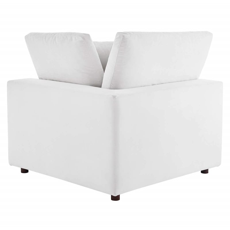 Maklaine Down Filled Performance Velvet Corner Chair in White