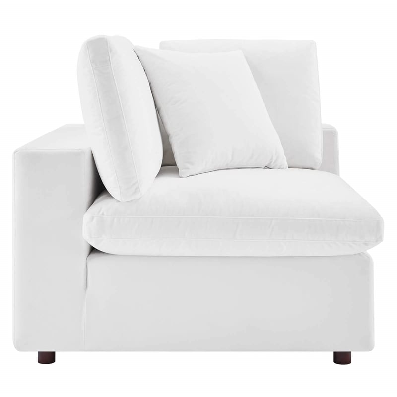Maklaine Down Filled Performance Velvet Corner Chair in White