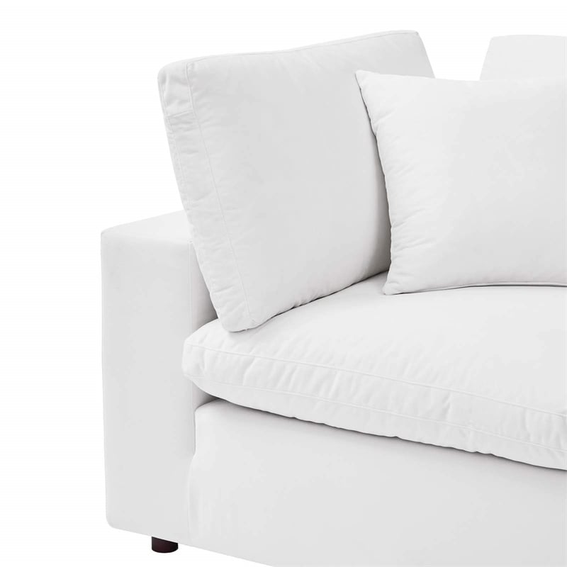 Maklaine Down Filled Performance Velvet Corner Chair in White