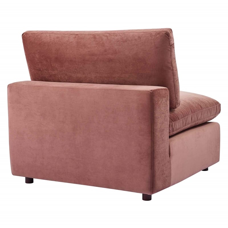 Maklaine Down Filled Performance Velvet Armless Chair in Dusty Rose Pink
