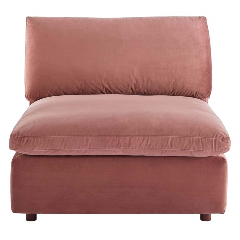 Maklaine Down Filled Performance Velvet Armless Chair in Dusty Rose Pink