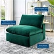 Maklaine Down Filled Overstuffed Performance Velvet Armless Chair in Green