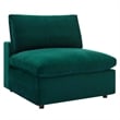 Maklaine Down Filled Overstuffed Performance Velvet Armless Chair in Green
