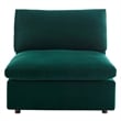 Maklaine Down Filled Overstuffed Performance Velvet Armless Chair in Green