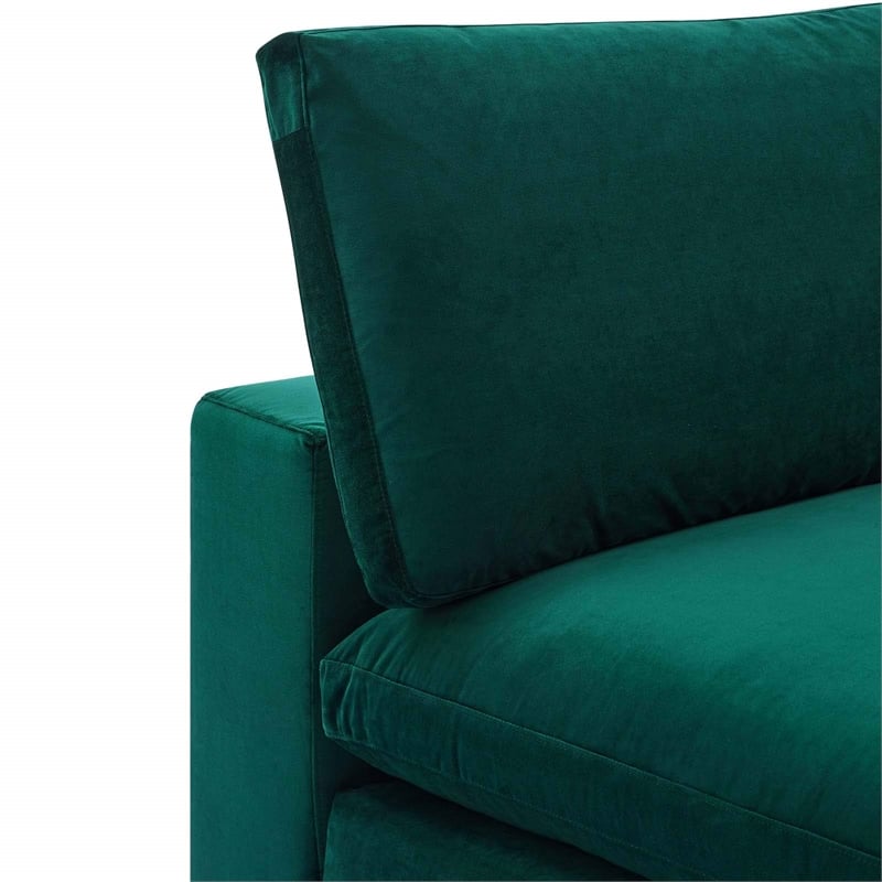 Maklaine Down Filled Overstuffed Performance Velvet Armless Chair in Green