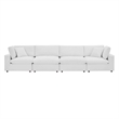 Maklaine 4-Seater Down Filled Overstuffed Performance Velvet Sofa in White