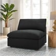 Maklaine Fabric Down Filled Overstuffed Armless Chair in Black
