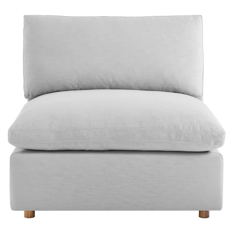 Maklaine Fabric Down Filled Overstuffed Armless Chair in Light Gray