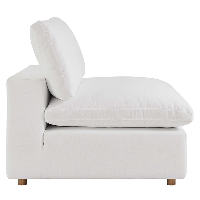 Maklaine Fabric Down Filled Overstuffed Armless Chair in Pure White