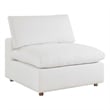 Maklaine Fabric Down Filled Overstuffed Armless Chair in Pure White