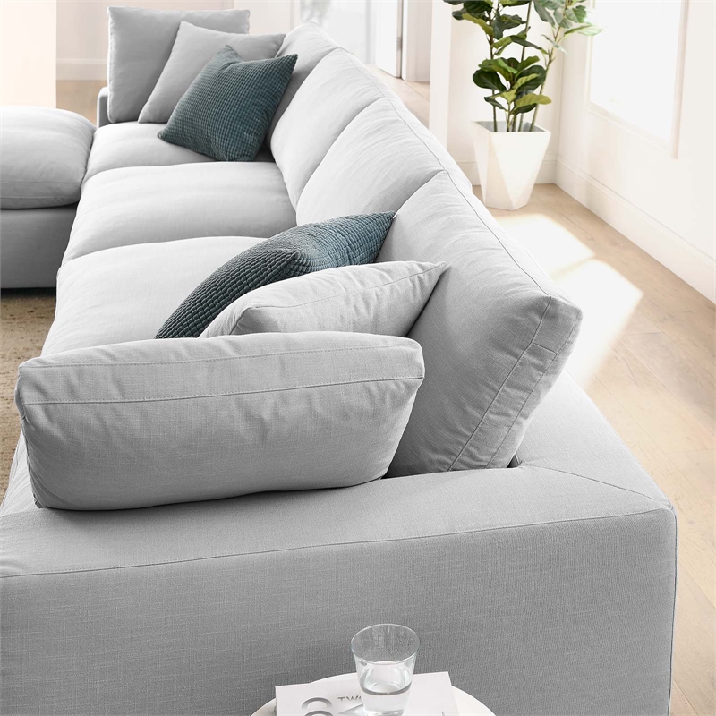 Maklaine 5-Piece Fabric Down Filled Sectional Sofa Set in Light Gray