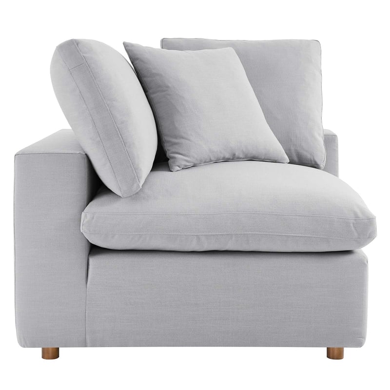 Maklaine 4-Piece Fabric Down Filled Sectional Sofa Set in Light Gray