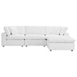 Maklaine 4-Piece Fabric Down Filled Sectional Sofa Set in Pure White