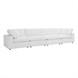 Maklaine 4-Piece Down Filled Fabric Sectional Sofa Set in Pure White