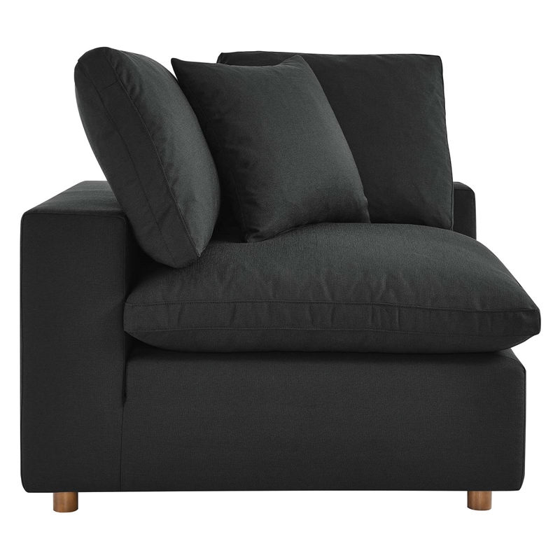 Maklaine Fabric Down Filled Overstuffed Corner Chair in Black