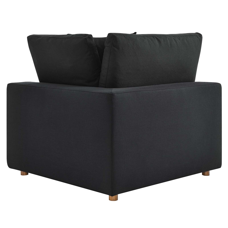 Maklaine Fabric Down Filled Overstuffed Corner Chair in Black