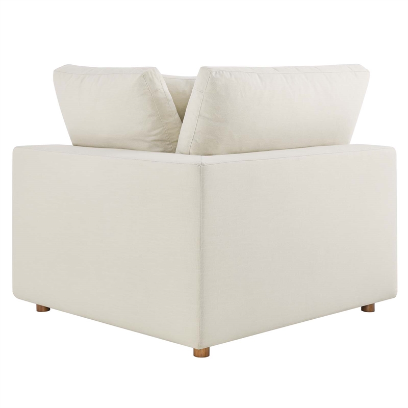 Maklaine Fabric Down Filled Overstuffed Corner Chair in Light Beige